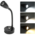 Miniatyrbilde 3 av 5: RV Leselys Flexible Hals 3 Farger Lys 1224V 3W USB Oppladbar Universal for Yachter Båter Svart