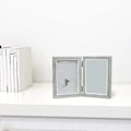 Miniatyrbilde 4 av 5: Dobbel fotoramme 4X6 tommer rustikk grå tre hengslet sammenleggbar fotoramme, bryllup, farsdagsgaver fra mor