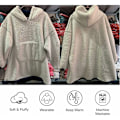 Miniatyrbillede 2 af 5: Oversized Pledd med Hætte Ærmepladde Vinter Sweatshirt Varmt TV Pledd Hættetrøje Blød Plys Frakke Hold Varmt, Komfortabel, Sort