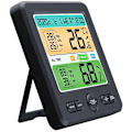 Miniatyrbild 3 av 5: Väderstation trådlös inomhus utomhus sensor termometer hygrometer digital väckarklocka barometer prognos färg Svart