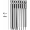 Pikkukuva 2 / 5: 8 kpl pitkä Torx-kärkisarja - 1/4\" magneettinen tähtipää 100 mm pitkä kuusiovarren Torx-voimatyökalusarja (8 kpl 100 mm)