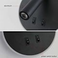 Miniatyrbillede 3 af 5: Justerbar Væghængt Sengelampe til Soveværelse, Væghængt Lampe til Soveværelse, Læselampe 3000K (3W+9W) (Rund Sort)