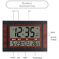 Miniatyrbild 3 av 5: LCD Digital Väggklocka Stora Siffror Tid Temperatur Kalender Alarm Bordsklocka Modern Design Kontor Silver