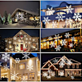 Miniatyrbilde 3 av 5: Juleprojektor LED Snøflak Lampe Vanntett Lys for Utendørs Innendørs Jul Fest Hagebelysning Dekorasjon, Hvite Snøflak [Energiklasse A+++