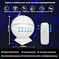 Miniatyrbillede 4 af 5: LED Stjernehimmel Projektorlampe Natlys Galaxy Projektor med Fjernbetjening og Lydsensor, 360° Rotation, Nattehimmel Lys Projektor, Ocean Wav
