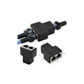 Miniatyrbillede 2 af 5: 2 stk. RJ45 LAN-kabel Switch Splitter Adapter til Forlængelse, Netværk Y Splitter Stik Ethernet T-stik Dobbelt Hun-port 1 til 2 Modulær Kobling C