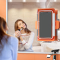 Miniatyrbillede 2 af 5: Vandtæt badeværelse mobiltelefonboks gratis hul toilet vægmonteret køkkenhylde kan rotere efter drama sort gud