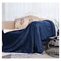 Miniatyrbillede 2 af 5: Plaid Sherpa Fleece Tæppe, 150x200 Navy Blå Enkelt Seng Tæppe, Pels Sofa Kast Reversible Sofa Kast, Lille Tyk Varm og Blød Plys Sofa Kast