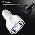 Miniatyrbillede 2 af 5: Pd Biloplader Qc3.0 Dobbelt USB Multi-porte 3.0 Opladning 5V3A18W Mobiltelefon Hvid
