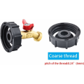 Miniatyrbillede 2 af 5: Adapter til IBC-vandtank, 2\" groft gevind + blyfri messinghavehane, vandslangekobling, reservedelsventil