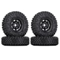 Pikkukuva 1 / 5: 4 kpl 85 mm 1,55 metalli Beadlock vanteet renkaat sarja 1/10 RC Crawler auto Axial Jr D90, musta