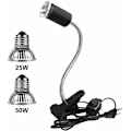Miniatyrbillede 2 af 5: 2 UVA UVB pærer 25W og 50W, Eptiles lampe Opvarmning Landskildpadde Lampe med Lang Base 360° Rotation til eptiles og Amfibier[Energiklasse A+]