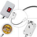 Pikkukuva 3 / 5: 2 kpl E27 LED-lampun pidikkeitä kytkimellä, lampunpidike-adapterimuunnin 5,9 tuuman joustavalla hanalla ja EU-pistokkeella, E27-lampunpidike toimistoon, makuuhuoneeseen