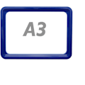 Miniatyrbillede 3 af 5: Ramme til skilte, markering og plakater, blå farve A3 størrelse 427x304mm