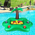 Miniatyrbillede 1 af 5: Oppustelig drikkeholder, kokosnødtræ oppustelig kopholder, med 4 kopholdere og 1 flydende rille isbar pool til sommer strand fritid/fest De