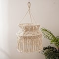 Miniatyrbillede 3 af 5: Håndstrikket Lampeklokke, Loftlampe Skærm, Boho Makramé Lampeklokke Lanterne til Stue Soveværelse Dekoration
