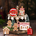 Miniatyrbillede 5 af 5: Julebakke Dekoration 12 Styk Julebord Dekorationer Ginger Man Træskilt Snemand Julemand til Julefest Hjem Køkken