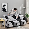Miniatyrbillede 3 af 5: Sort og hvidt sofaovertræk til polyester elastiske sofaovertræk sofa stolbeskytter (M)