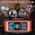 Miniatyrbillede 4 af 5: Intelligent Batterilader 10A 12V/24V LiFePO4 Batterilader til Bil Motorcykel Automatisk Auto Vedligeholdelseslader med LCD-skærm Reparationsfunktion til Ca