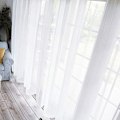 Miniatyrbillede 5 af 5: Korte, halvt transparente gardiner med øjer i linnelook - gardiner, slør til stue, soveværelse, børneværelse, hvid 220×140cm (H×B