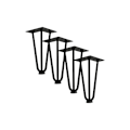 Pikkukuva 1 / 5: Qrity [Päivitys] 4 kpl hiusneulatyyliset pöydänjalat, 25 cm DIY-metallijalat, kolme rautatankoa, vahvemmat, ruuveilla ja lattiansuojilla