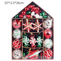 Miniatyrbilde 2 av 5: 73 stk Julekule Ornamentsett, Juledekorasjon til Tre, Malte Julekule Gavepakke
