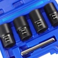 Miniatyrbilde 4 av 5: Sett med skrueuttrekkere, 5 stk. vridd sokkel for å fjerne hjulmuttere 17 mm, 19 mm, 21 mm og 22 mm - DENUOTOP