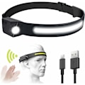 Pikkukuva 1 / 5: LED-otsalamppu, USB-ladattava, vedenpitävä COB XPE -otsalamppu, 5 tilaa, juoksuun, retkeilyyn, pyöräilykypärään, kalastukseen, korjaukseen, valokuvaukseen, lapselle