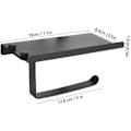 Miniatyrbillede 3 af 5: Aluminium Papirholder, Vægmonteret Hjemmebadeværelse Toiletpapirholder Opbevaringshylde, Sort