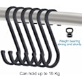 Miniatyrbillede 3 af 5: S-kroge, sæt med 12 flade aluminiums S-kroge til ophængning, mat finish slagterkroge til køkken, soveværelse, badeværelse, kontor og have, sort,