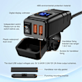 Miniatyrbillede 5 af 5: USB-oplader, 6,8A opladning 3.0 dobbelt USB-telefonoplader med voltmeter og tænd/sluk-knap