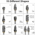 Miniatyrbillede 5 af 5: Sæt med roterende fræsere i wolframcarbid stål med dobbelt kant til roterende værktøj, 10 stk. 1/8” skaft til roterende værktøj til DIY, træskæring, metalpolering, gravering