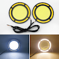 Miniatyrbilde 5 av 5: 2 stk. Bil Gule Hvite Cob Led Dagskjørelys Pære DRL Tåkelys