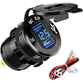 Miniatyrbillede 1 af 5: USB Hurtig Billader til Bil To QC3.0 USB Porte, 12V/24V 36W Vandtæt med LED Digital Voltmeter til Motorcykel, Campingvogn, Lastbil, Båd og Mere