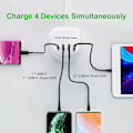 Miniatyrbild 2 av 5: USB C Snabbladdare, USB PD QC 3.0 Snabbladdare 4 Port Multipel USB Strömadapter för Iphone iPad