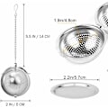 Miniatyrbillede 2 af 5: 2 stk. Teinfuser, Teefilter Fint Hul Rustfrit Stål Teinfuser Te Si, med Drypbakke, Kæde Hængsel, til Te Krydderier Sæsoning