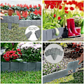 Miniatyrbilde 5 av 5: Steinutseende plen - Fleksibelt plastgjerde for hage - Kanting for plenklipping - Hagepalisade - Perfekt som dekorativt gjerde for palisade (10 deler/2,5 m)-