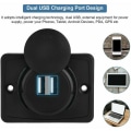 Miniatyrbild 3 av 5: 12V inbyggt USB-uttag för bil, USB-billaddare, dubbla USB-laddningsuttag 2-portsadapter, USB 3.1A 12V LED vattentät laddningspanel för husbil båt