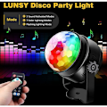Miniatyrbild 1 av 3: LED Discokula 360° Rotation med Fjärrkontroll, 7 RGB Färger, Dynamiska Ljuseffekter för Fest, Halloween, Barn