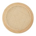 Miniatyrbild 1 av 5: Handvävd Rattan Rund Hög Väggkopp Matförvaringsbricka Brickor Tallrik för Frukost Dryck Snacks - Träfärg