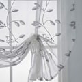 Miniatyrbillede 2 af 5: Fugle og Blade Mønster Gardiner, Broderet Sheer Voile Gardiner, Ballon Gardiner, Stanglommer, Vindue Gardiner og Gardiner til Køkken, Soveværelse, 6