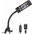 Miniatyrbillede 1 af 5: LED Klipslampe til Akvarium, [RGB+Hvidt Lys] 10 Lysstyrke Niveau Dæmper, Akvarium Klipslampe til 20-30CM Fiskekum og Vandplanter, Sort