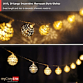 Miniatyrbilde 2 av 5: Led Globe String Lights, 20 Gylne Metallkuler Med Mønster, Til Bryllup, Ferie, Jul, Innendørs, Utendørs, Med Timer, 3 Meter, Utvidbar