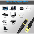 Pikkukuva 4 / 5: Kissa 8 Ethernet-kaapeli, Internet-kaapeli kullatuilla RJ45-liittimillä 40 Gigabit/S Suuri nopeus ​​Verkko - 2000 MHz – 2m Musta