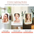 Miniatyrbillede 2 af 5: Genopladelig Rejsemakeup Spejl med 72 LED Lys, Bærbar Oplyst Skønhedsspejl, 3 Farvebelysning, Dæmpbar Berøringsskærm, Desktop LED Foldbar M