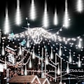 Miniatyrbillede 2 af 5: LED Meteorsolbad Solarlys Have, Vandtæt Vanddråbe Kaskaderende 30cm 10 Rør 240LEDs Dekorative Lyskæder til Fest Ferie Jul Dec