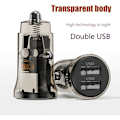 Miniatyrbilde 5 av 5: Transparent USB Billadder 3.1A PD Rask Lading Lader Mini Billadder (Transparent Svart)