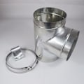 Miniatyrbillede 1 af 2: Galvaniseret plademetal T-formet skorstensforbindelse Kombination T-formet tee 100 + klemtape - DENUOTOP