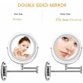 Miniatyrbillede 3 af 4: LED-belyst Makeup-spejl - 10x Forstørrende Belysning Vægspejl til Badeværelse, To-sidet Fleksibel Svanehals, 360° Rotation med USB-kabel