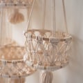 Miniatyrbilde 5 av 5: Hengende kurver - Hengende fruktkurv Hengekøye for kjøkken eller dekorativ Boho-dekor 2-lags hengende planteholder